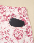 Floral Denim High Waist Pants