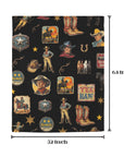 Vintage Cowboy Collage Western Curtains 52" x 63" Made in America