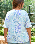 Plus Size Leopard 3/4 Sleeve V-Neck Top