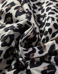 Leopard Button-Collar Contrast Patchwork Cuff Top