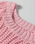 Plus Size Crochet Bow Tie Short Sleeve Sweater