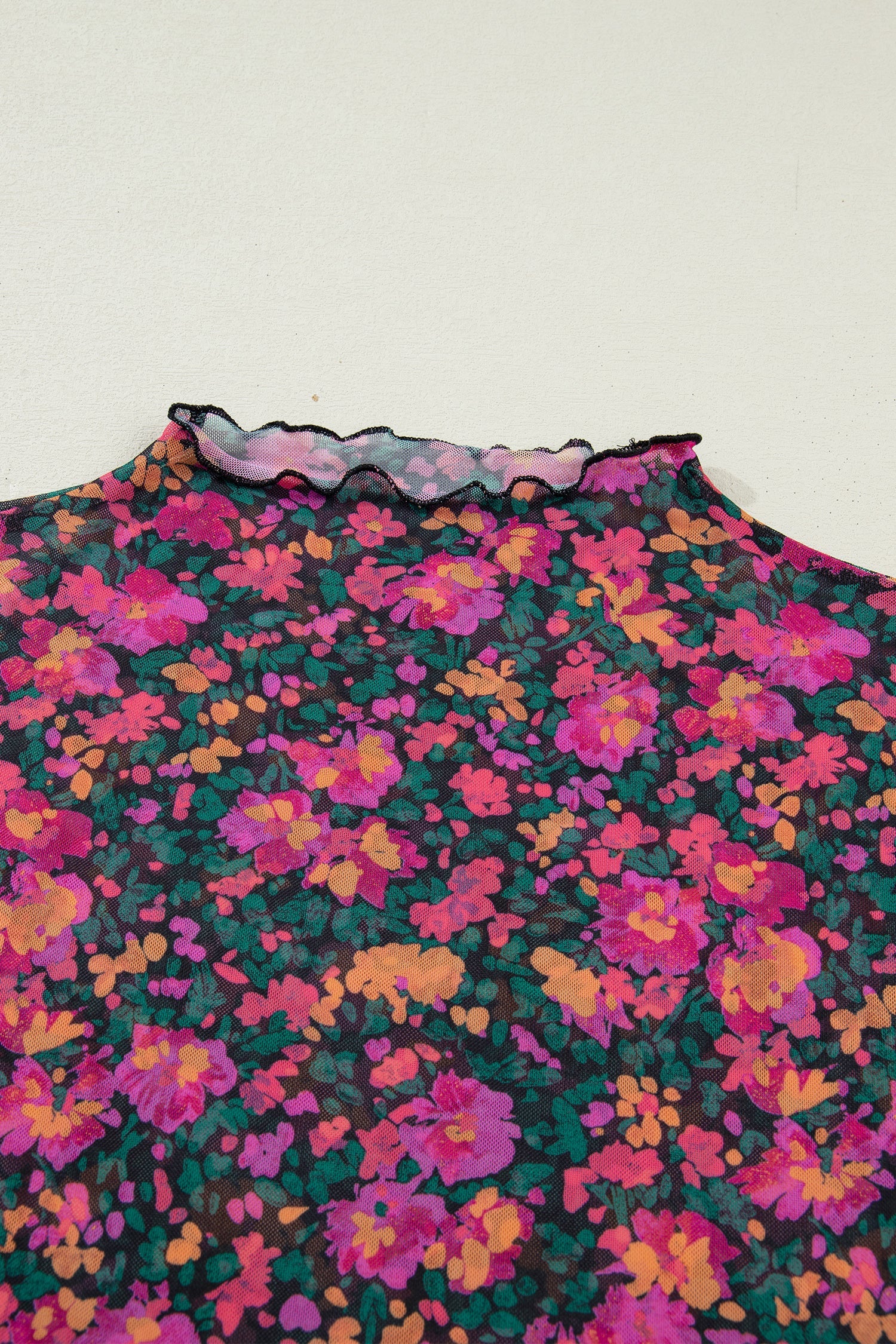 Floral Mesh Short Sleeve Top