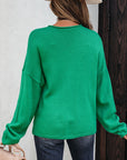 Solid Knit Button-Up Drop Shoulder Sweater Cardigan