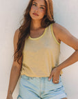 Metallic Contrast Trim Scoop Neck Tank Top