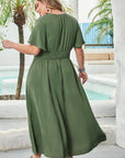 Juliana Plus Size Surplice Neckline Shirred Maxi Dress
