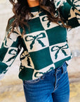 Checker Bow Crewneck Sweater
