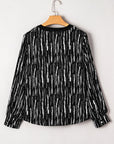 Abstract V-Neck Long Sleeve Blouse