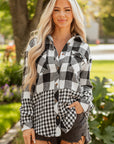 Cecelia Patchwork Drawstring Hooded Shacket
