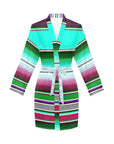 Turquoise Serape Women's Belted Satin Feel Dressing Lounge Robe