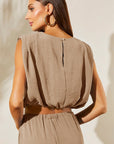 Solid Keyhole Puffy Tank and Pants Set