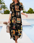 Baha Ranch Vintage Cowboy Collage Western Long Sleeve Dress Duster