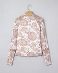 Floral Mesh Thumbhole Long Sleeve Top