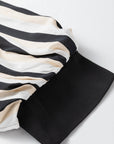 Stripe 3/4 Puff Sleeve Button Midi Dress