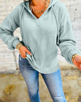 Solid Ribbed Drop Shoulder Hoodie