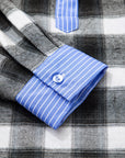 Plaid Contrast Stripe Edge Half-Placket Blouse