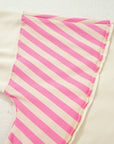 Pink Stripe Contrast Polo Collar Drop Shoulder Patchwork Plus Size Pullover