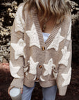 Star Sherpa Textured Buttoned Sweater Cardigan