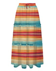 Baha Ranch Colores De Mexico Southwest Serape Tiered Prairie Maxi Skirt