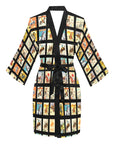 Baha Ranch Vintage Cowboy Collage Satin Kimono Robe