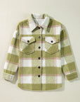 Plaid Button-Up Flap Pockets Shacket