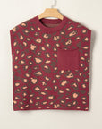 Leopard Cap Sleeve Textured Knit Top