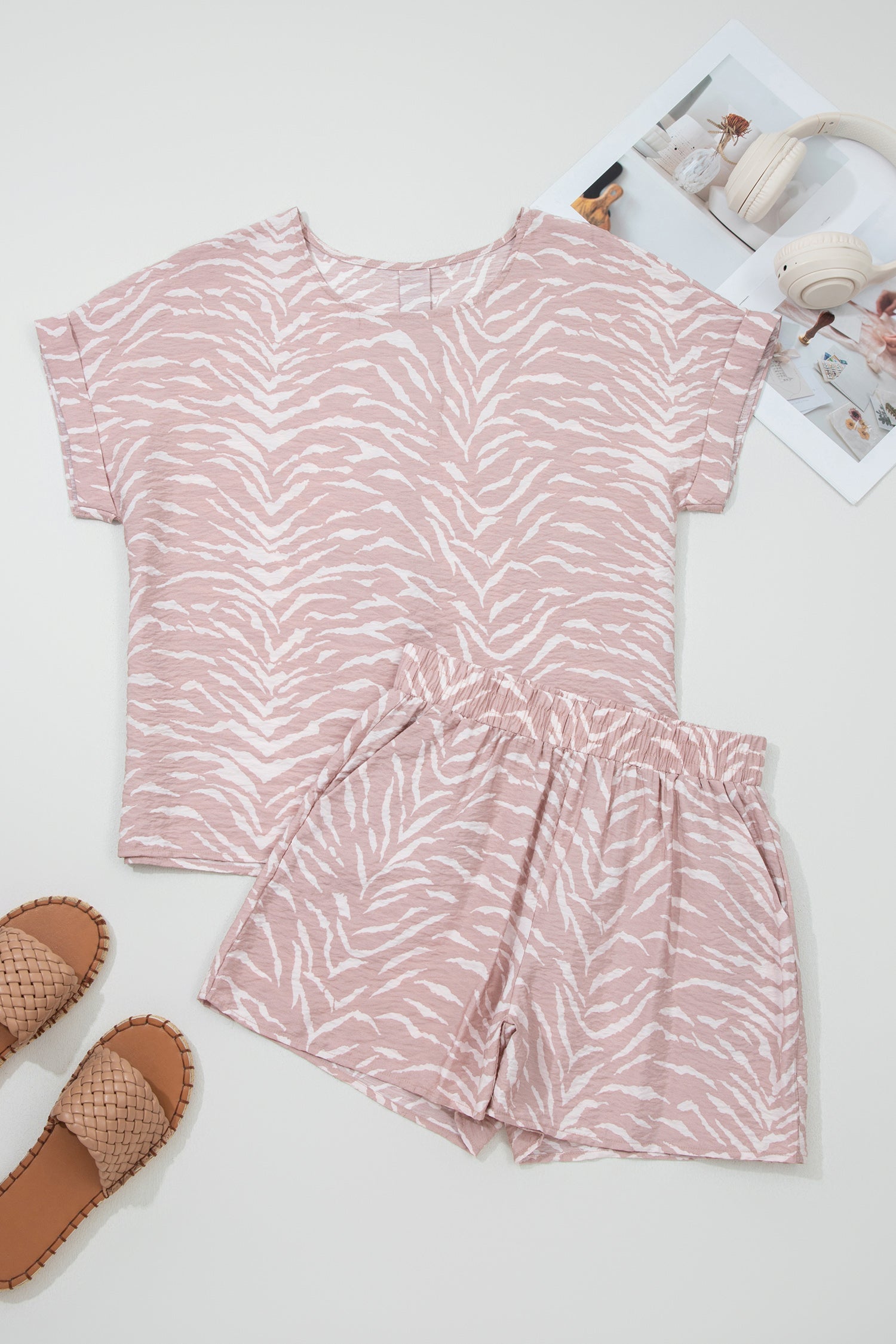 Abstract Zebra Top &amp; Shorts Lounge Set