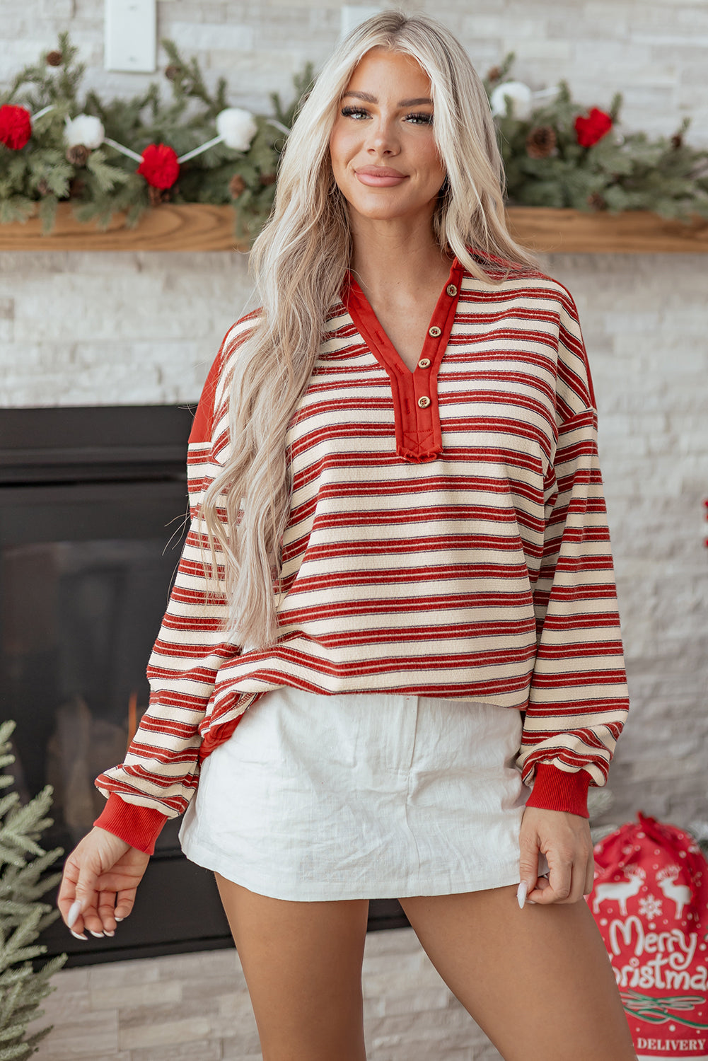 Kylalara Collared Drop Shoulder Top