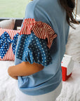 Stars & Stripe Patchwork Short Puff Sleeve Top