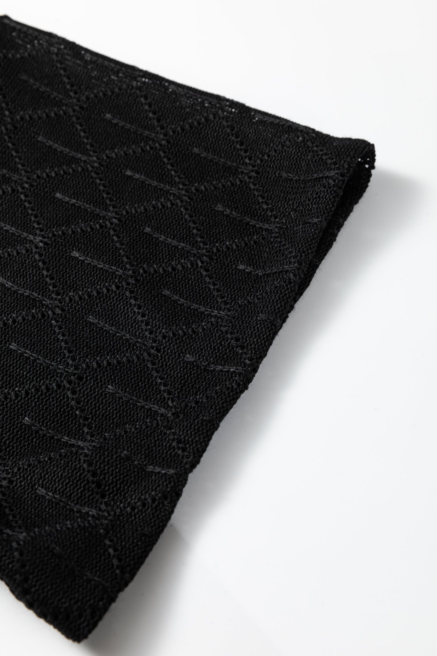 Plus Size Rhombus Pointelle Knit V-Neck Top