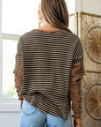 Stripe Thermal Knit Drop Shoulder Top