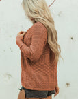Solid Hollow Knit Open-Front Cardigan