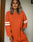 Varsity Stripe Long Sleeve Sweatshirt Dress