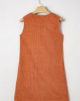Western Corduroy Embroidered Patch Pocket Mini Dress