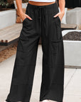 Mineral Wash Reverse Seam Drawstring Elastic Waist Pants