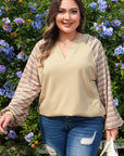 Plus Size Stripe Patchwork Raglan Sleeve Jumper