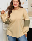 Plus Size Reverse Seam Patchwork Drop Shoulder Top