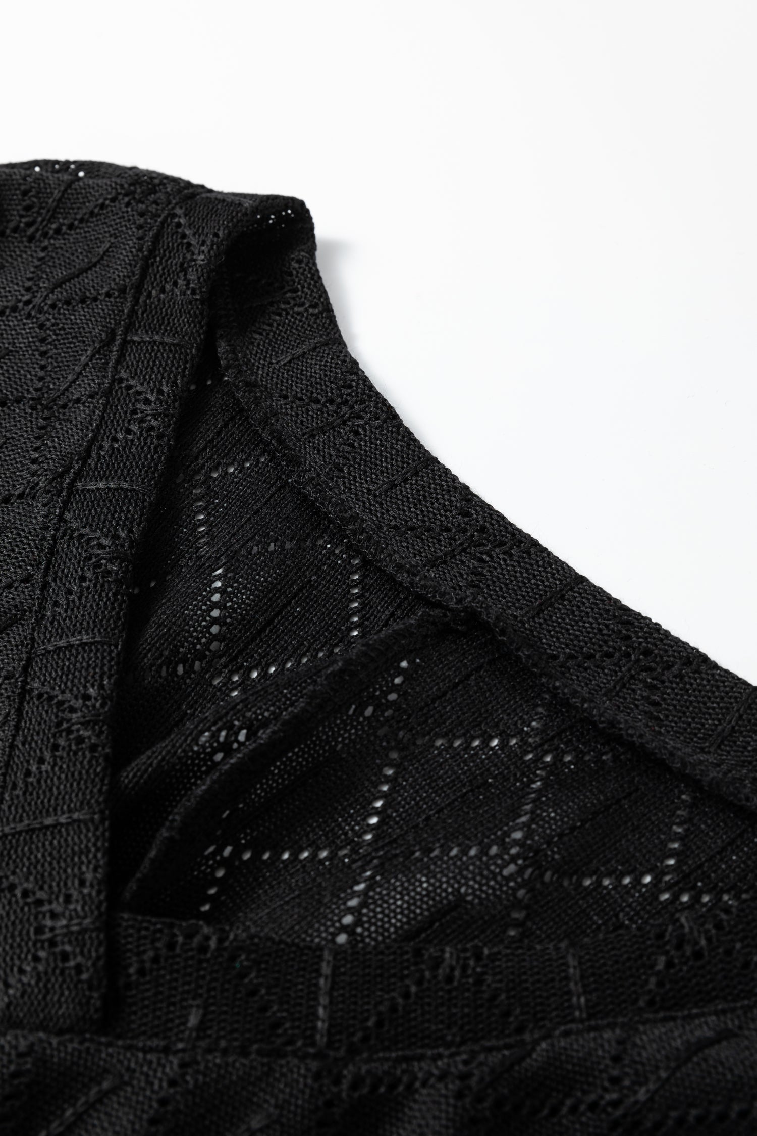 Plus Size Rhombus Pointelle Knit V-Neck Top