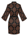 Brown Black Aztec Women's Lounge Kimono Robe