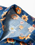 Floral Patchwork Long Sleeve Collared V-Neck Blouse