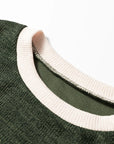 Contrast Trim Knit Drop Shoulder Top