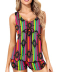 Baha Ranch Neon Aztec Tankini & Boy Shorts Swim Set