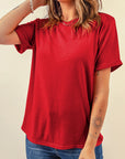 Solid Short Sleeve Crew Neck Tee
