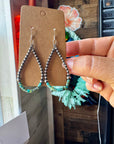 Teardrop Earrings – Sterling Silver Pearl & Blue Turquoise Heishi
