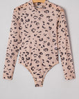 Leopard Mesh Mock Neck Long Sleeve Bodysuit