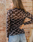 Maci Rugby Mesh Sheer Long Sleeve Top