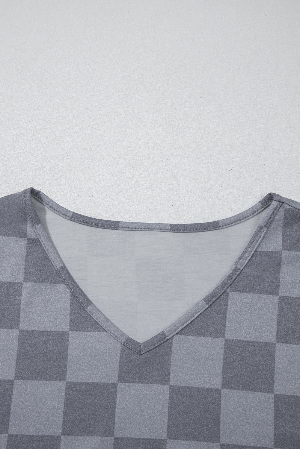 Checker V-Neck Tee &amp; Drawstring Shorts Set