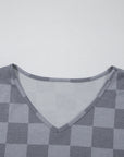 Checker V-Neck Tee & Drawstring Shorts Set