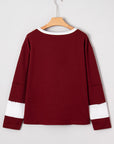 Floral Patch Long Sleeve Crewneck Top