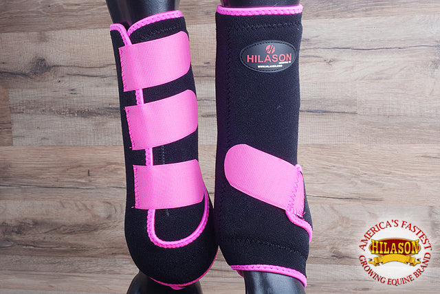 Medium Hilason Horse Medicine Sports Boots Rear Hind Leg Black