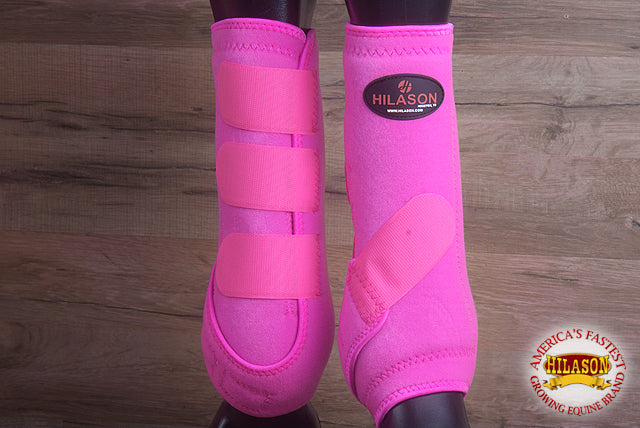 Large Hilason Horse Medicine Sports Boots Rear Hind Leg Pink